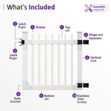 WamBam Fence 4 ft. x 4 ft. Nantucket Vinyl Picket Fence Gate with Stainless Steel Hardware