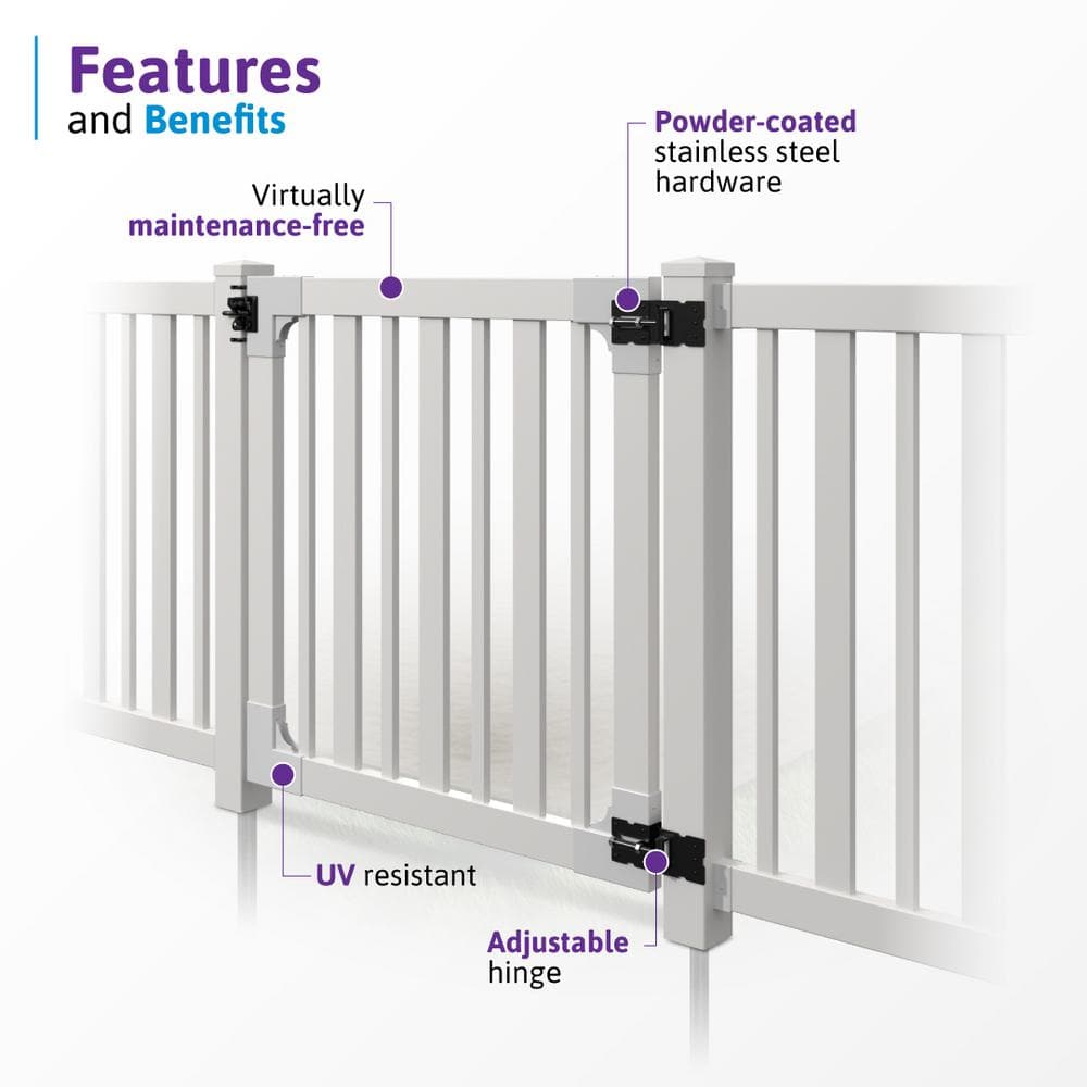 WamBam Fence 4 ft. x 4 ft. Sturbridge Vinyl Fence Gate with Stainless Steel Hardware
