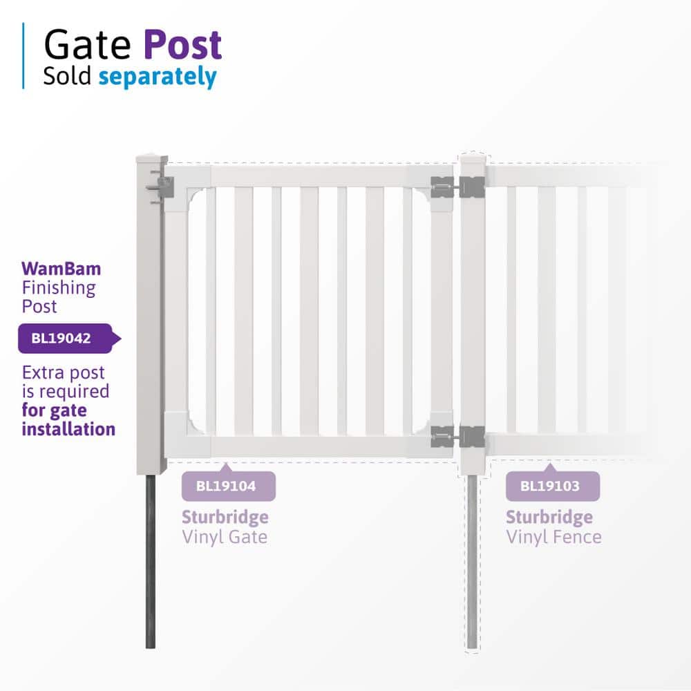 WamBam Fence 4 ft. x 4 ft. Sturbridge Vinyl Fence Gate with Stainless Steel Hardware
