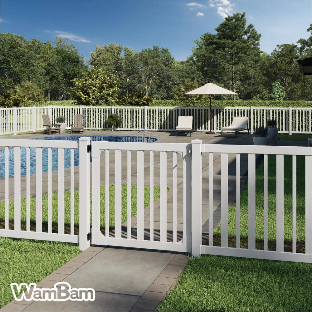 WamBam Fence 4 ft. x 4 ft. Sturbridge Vinyl Fence Gate with Stainless Steel Hardware