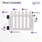 WamBam Fence 3-1/2 ft. x 2-5/8 ft. Newport Vinyl Picket Fence Gate with Stainless Steel Hardware