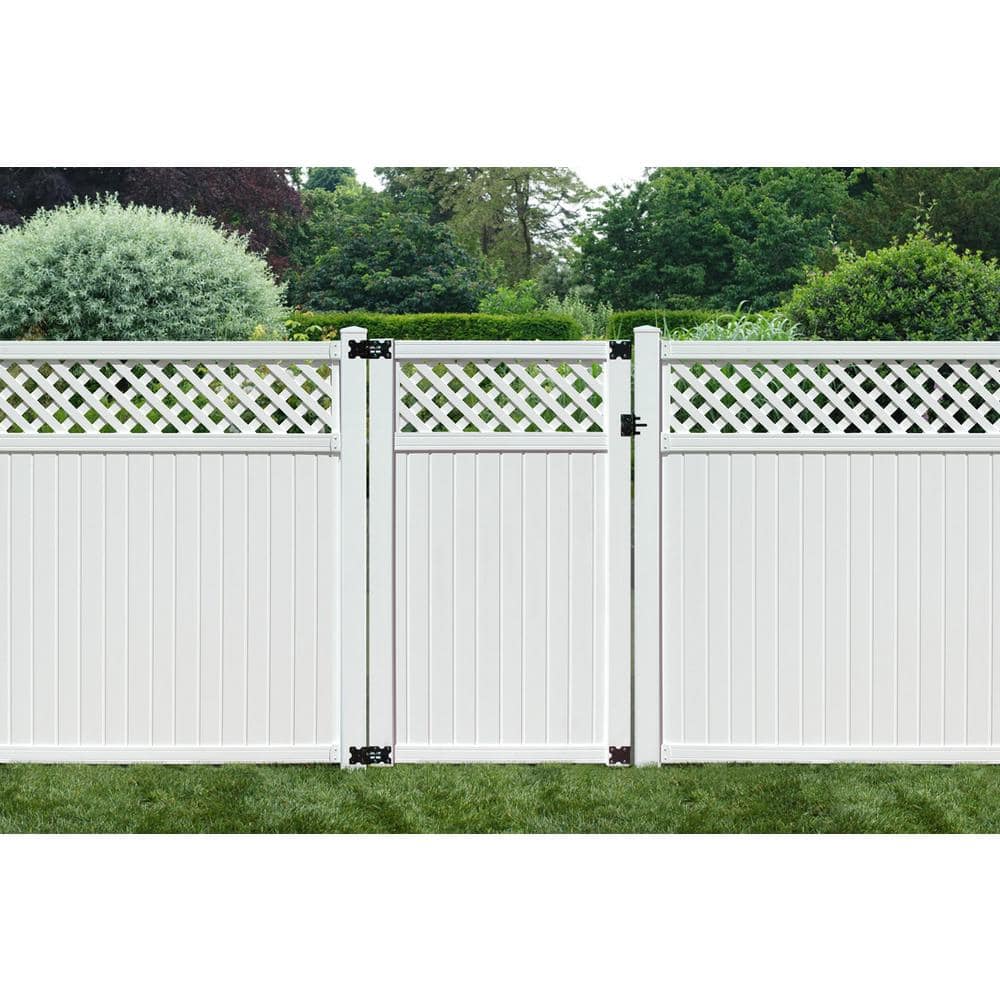 SIXTH AVENUE Belfast 6 ft. x 6 ft. White Vinyl Lattice Top Fence Panel