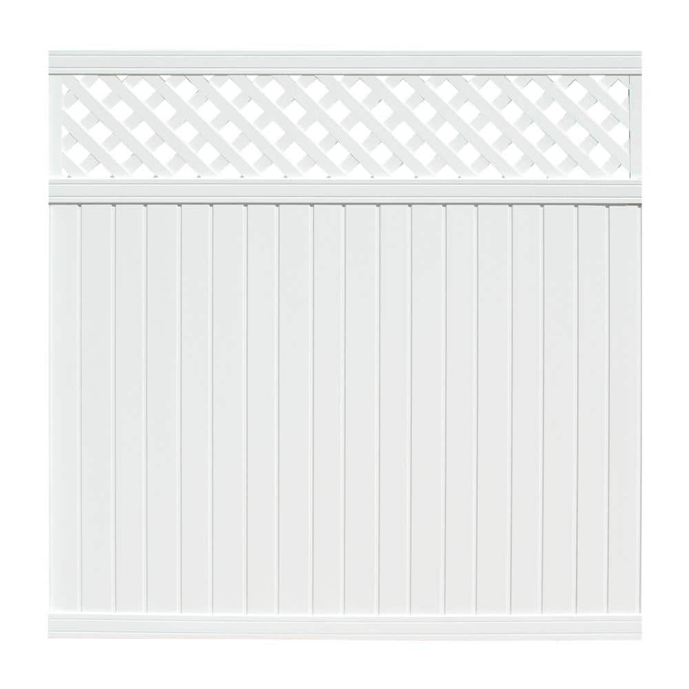 SIXTH AVENUE Belfast 6 ft. x 6 ft. White Vinyl Lattice Top Fence Panel