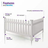 WamBam Fence 3 ft. x 6 ft. Newport Picket Vinyl Fence with No-Dig Steel Pipe Anchor Kit