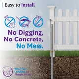 WamBam Fence 3 ft. x 6 ft. Newport Picket Vinyl Fence with No-Dig Steel Pipe Anchor Kit
