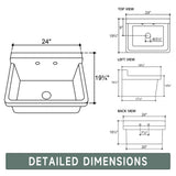 Vomlor 24 in. Wall Mount Fireclay Utility Sink with High Backsplash, White