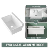 Vomlor 24 in. Wall Mount Fireclay Utility Sink with High Backsplash, White