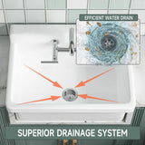 Vomlor 24 in. Wall Mount Fireclay Utility Sink with High Backsplash, White