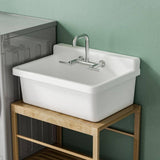 Vomlor 24 in. Wall Mount Fireclay Utility Sink with High Backsplash, White