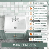 Vomlor 24 in. Wall Mount Fireclay Utility Sink with High Backsplash, White