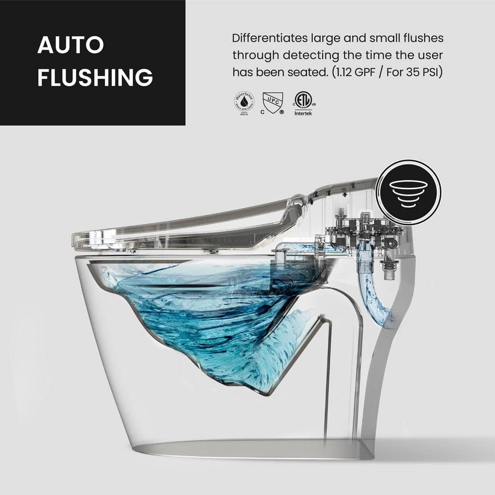 VOVO Stylement Tankless Smart Bidet Toilet in White - UV LED, Auto Flush, Heated Seat