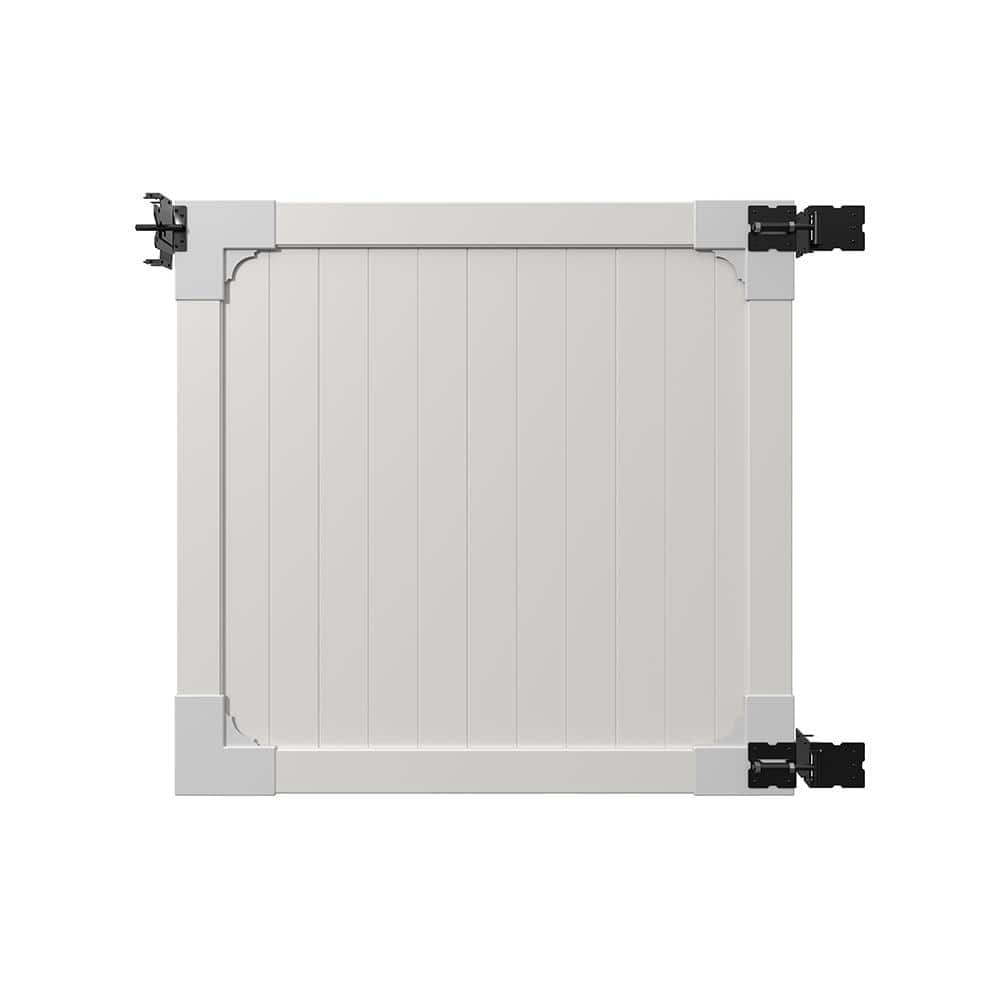 WamBam Fence 4 ft. H x 4 ft. W Westport White Vinyl Privacy Fence Gate with Stainless Steel Hardware