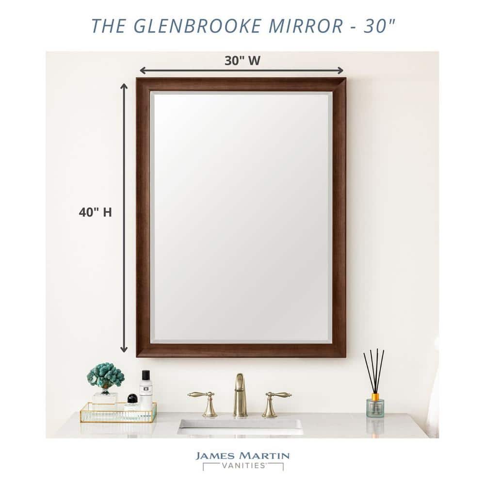 James Martin Vanities Glenbrooke 30" x 40" Rectangular Bathroom Vanity Mirror in White Wash Walnut