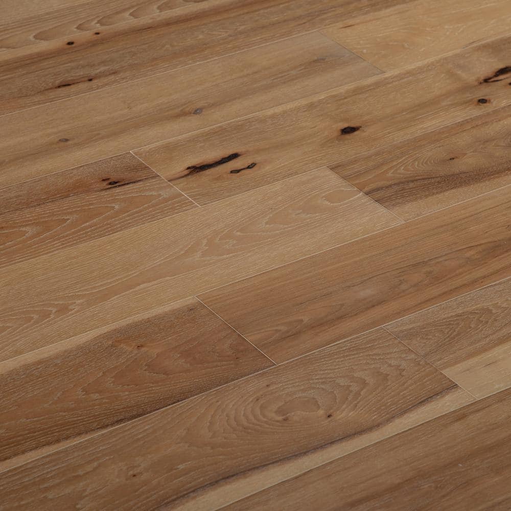 NATU White Washed Hickory 3/8 in. T x 7.5 in. W Click Lock Wire Brushed Engineered Hardwood Flooring (19.4 sq.ft./case)