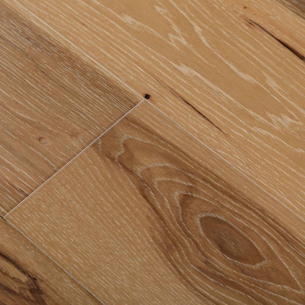 NATU White Washed Hickory 3/8 in. T x 7.5 in. W Click Lock Wire Brushed Engineered Hardwood Flooring (19.4 sq.ft./case)