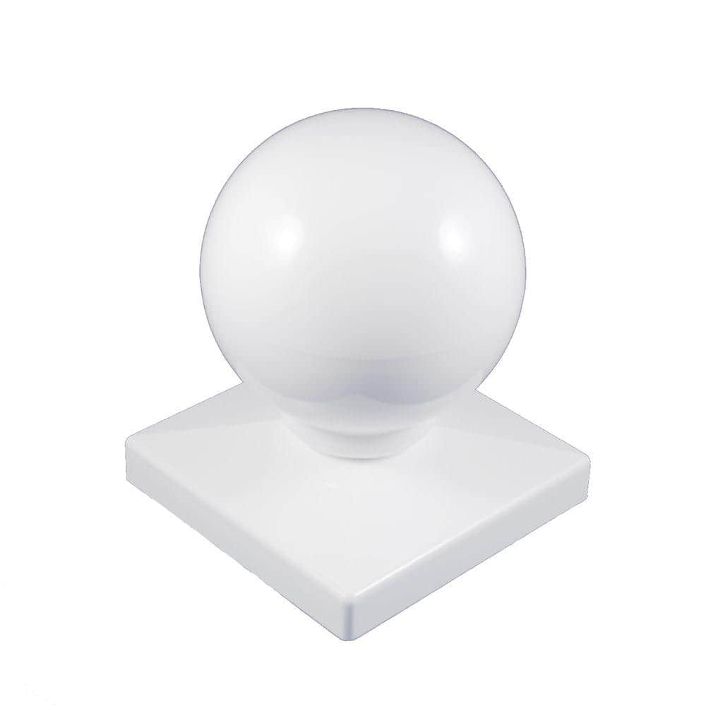 Weatherables 5 in. x 5 in. White Vinyl Ball Post Cap