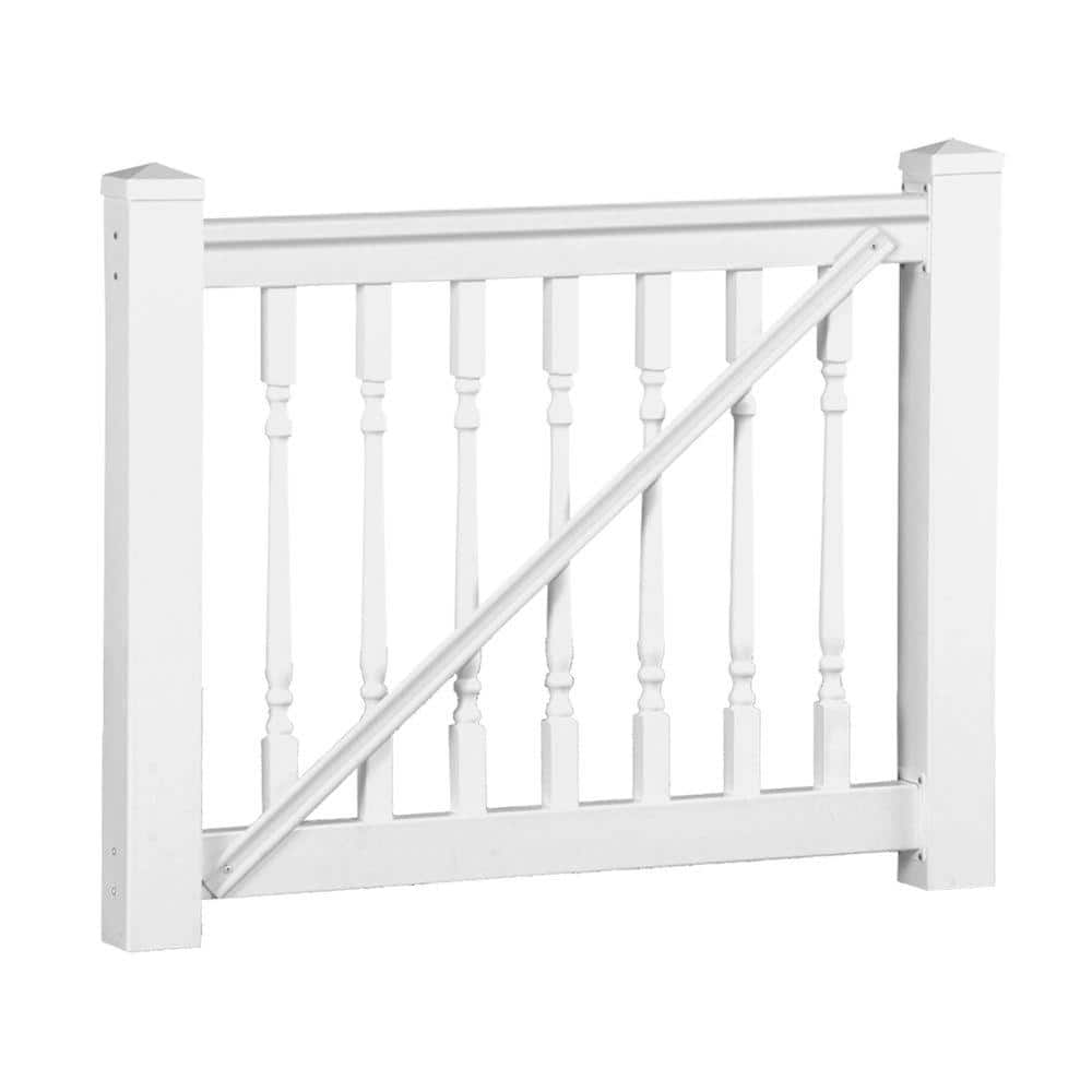 Weatherables Delray 3 ft. H x 5 ft. W White Vinyl Railing Gate Kit with Colonial Spindles