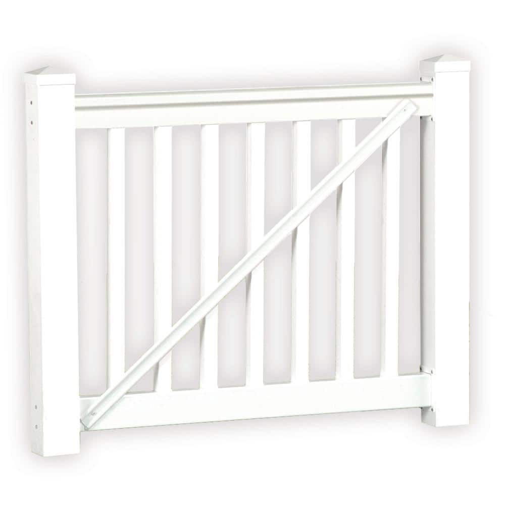 Weatherables Vanderbilt 3 ft. H x 5 ft. W White Vinyl Railing Gate Kit