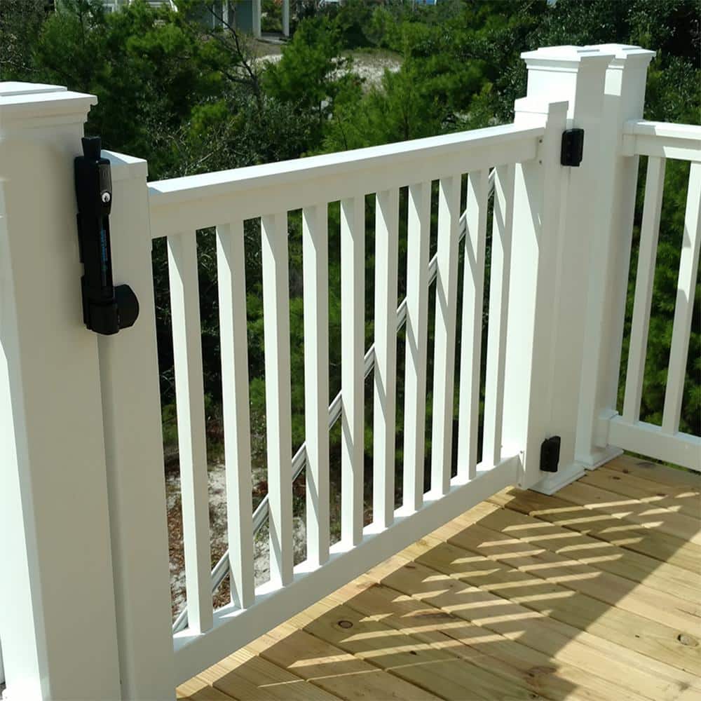 Weatherables Vanderbilt 3 ft. H x 5 ft. W White Vinyl Railing Gate Kit