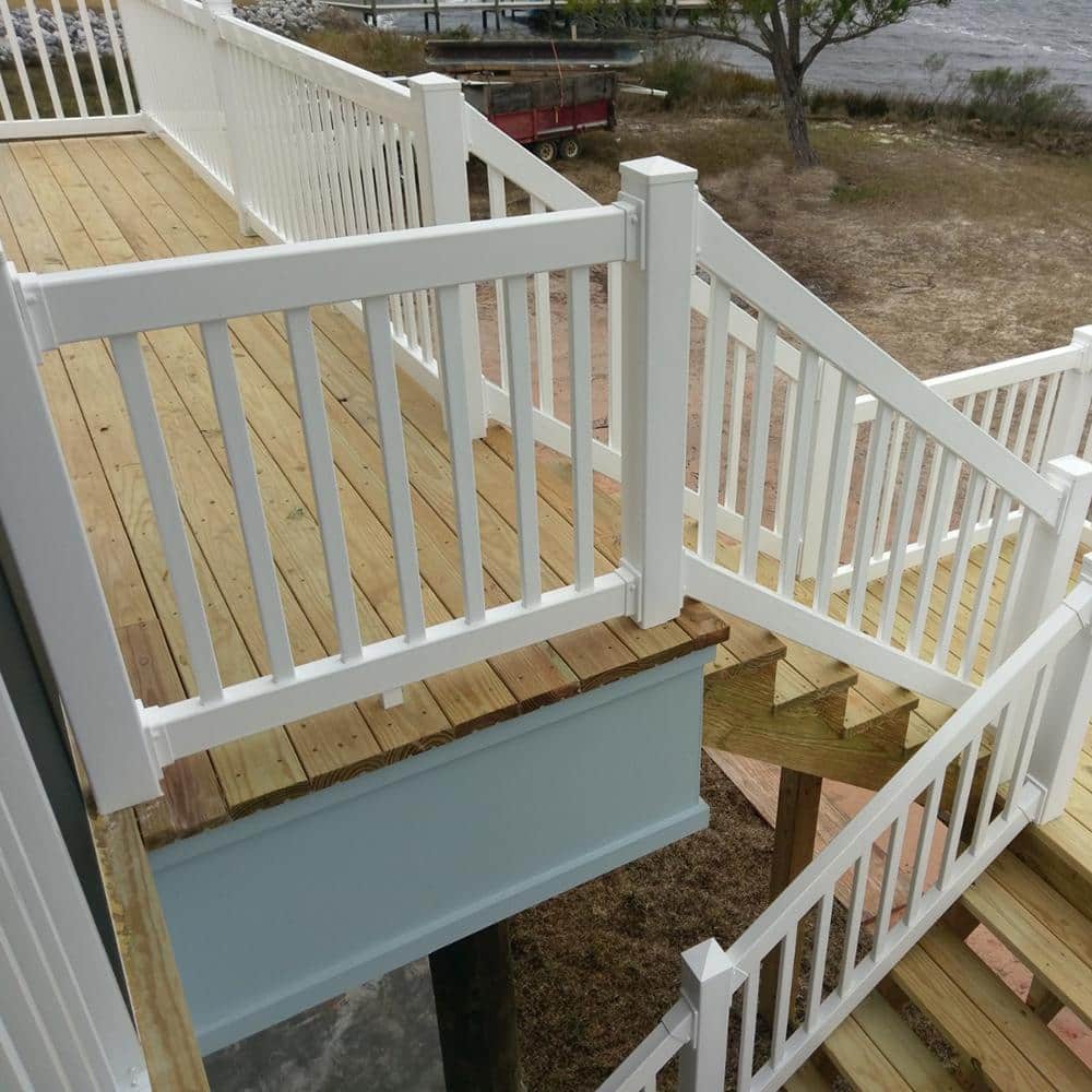 Weatherables Naples 3 ft. H x 6 ft. W White Vinyl Stair Railing Kit