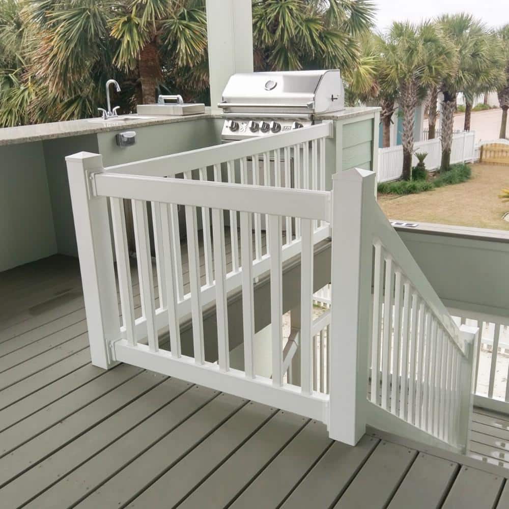 Weatherables Naples 3 ft. H x 6 ft. W White Vinyl Stair Railing Kit