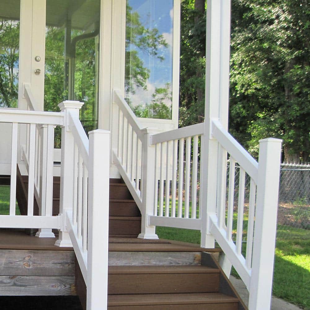 Weatherables Naples 3 ft. H x 6 ft. W White Vinyl Stair Railing Kit