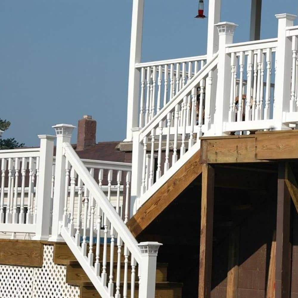 Weatherables Delray 3 ft. H x 6 ft. W White Vinyl Stair Railing Kit with Colonial Spindles