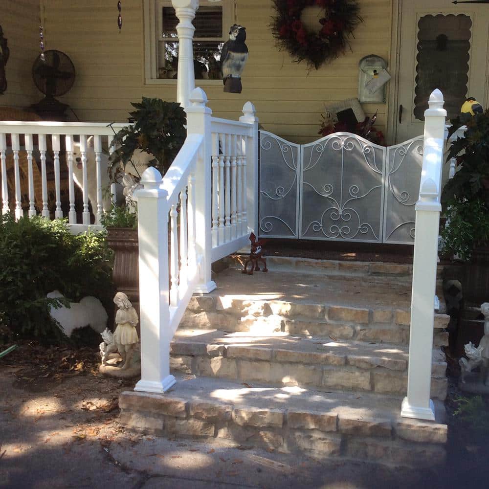 Weatherables Delray 3 ft. H x 8 ft. W White Vinyl Stair Railing Kit with Colonial Spindles