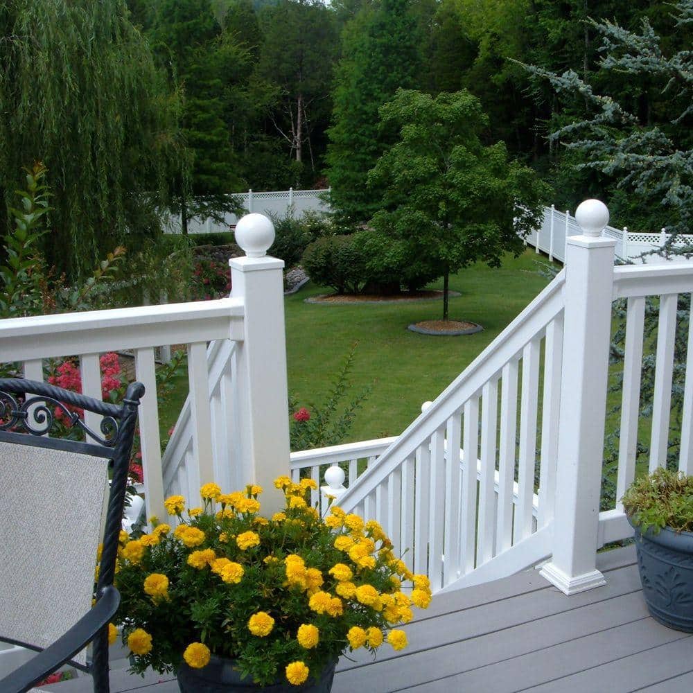 Weatherables Vanderbilt 3 ft. H x 8 ft. W White Vinyl Stair Railing Kit