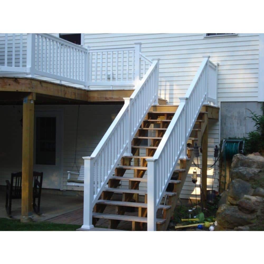 Weatherables Vanderbilt 3 ft. H x 8 ft. W White Vinyl Stair Railing Kit