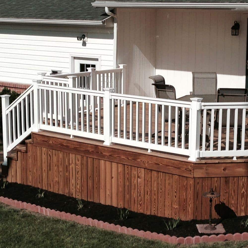 Weatherables Vanderbilt 3 ft. H x 8 ft. W White Vinyl Stair Railing Kit