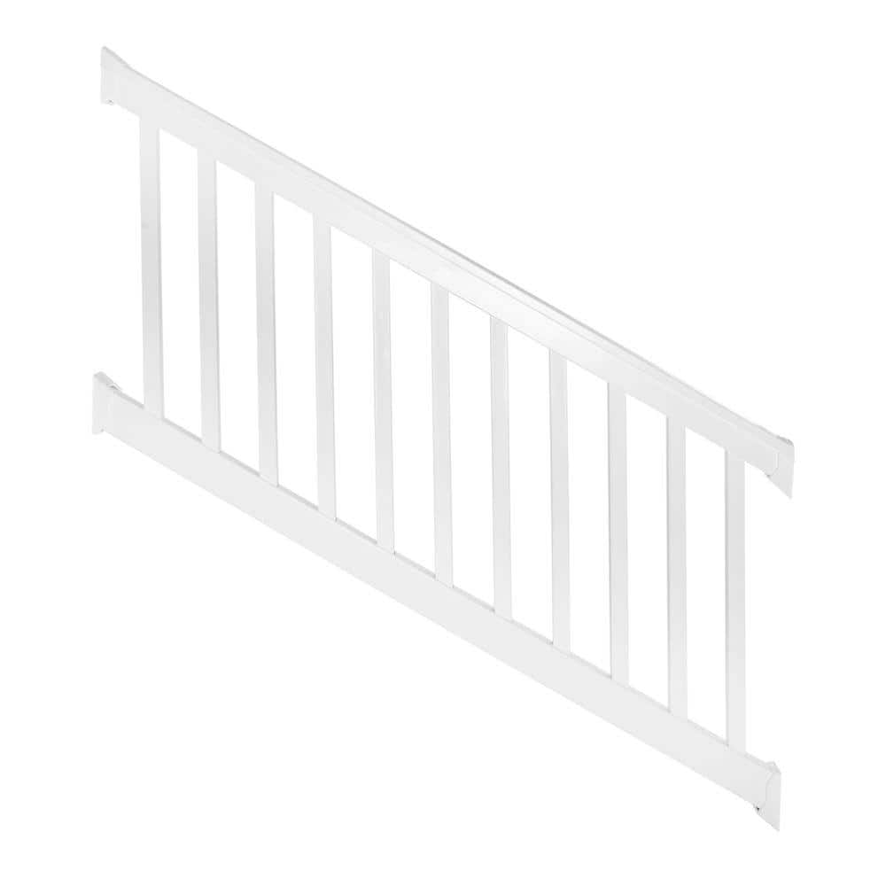 Weatherables Vanderbilt 3 ft. H x 8 ft. W White Vinyl Stair Railing Kit