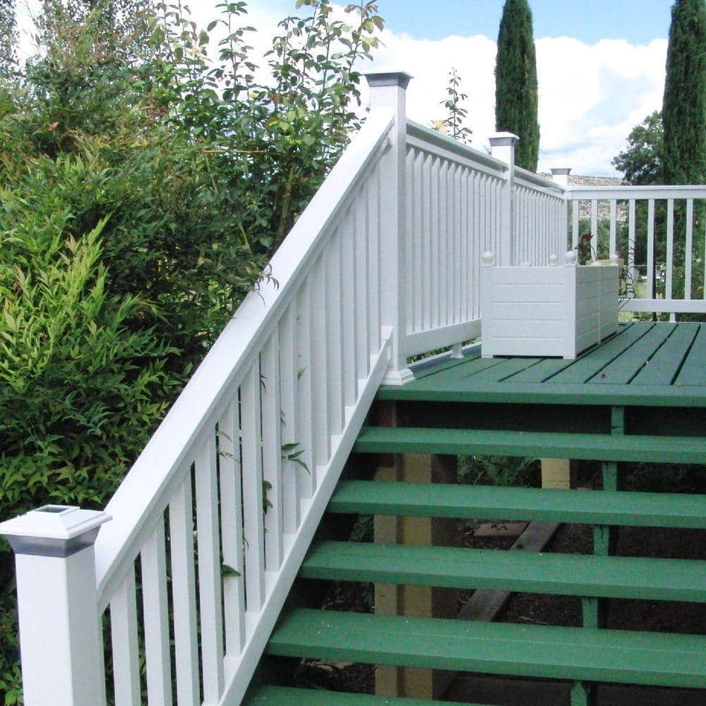 Weatherables Vanderbilt 3 ft. H x 8 ft. W White Vinyl Stair Railing Kit