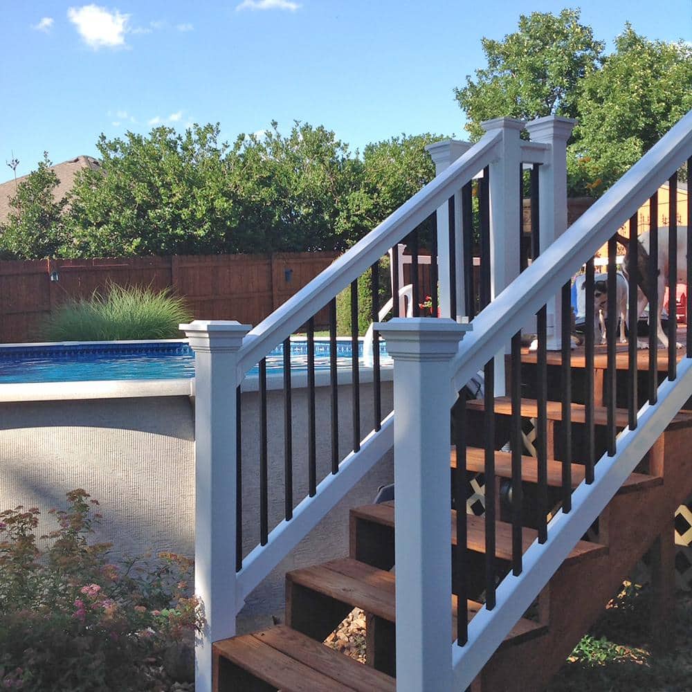 Weatherables Vilano 3 ft. x H 8 ft. W White Vinyl Stair Railing Kit
