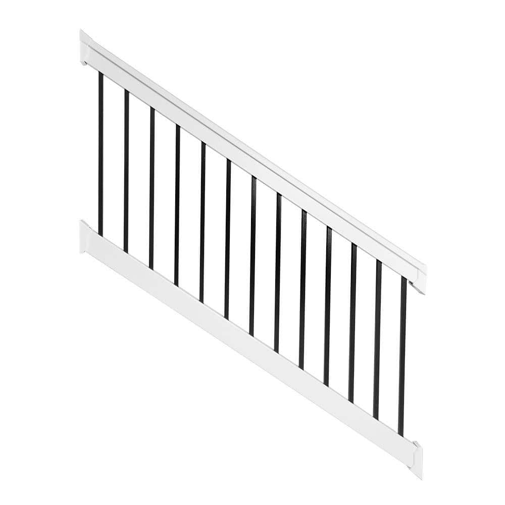 Weatherables Vilano 3 ft. x H 8 ft. W White Vinyl Stair Railing Kit