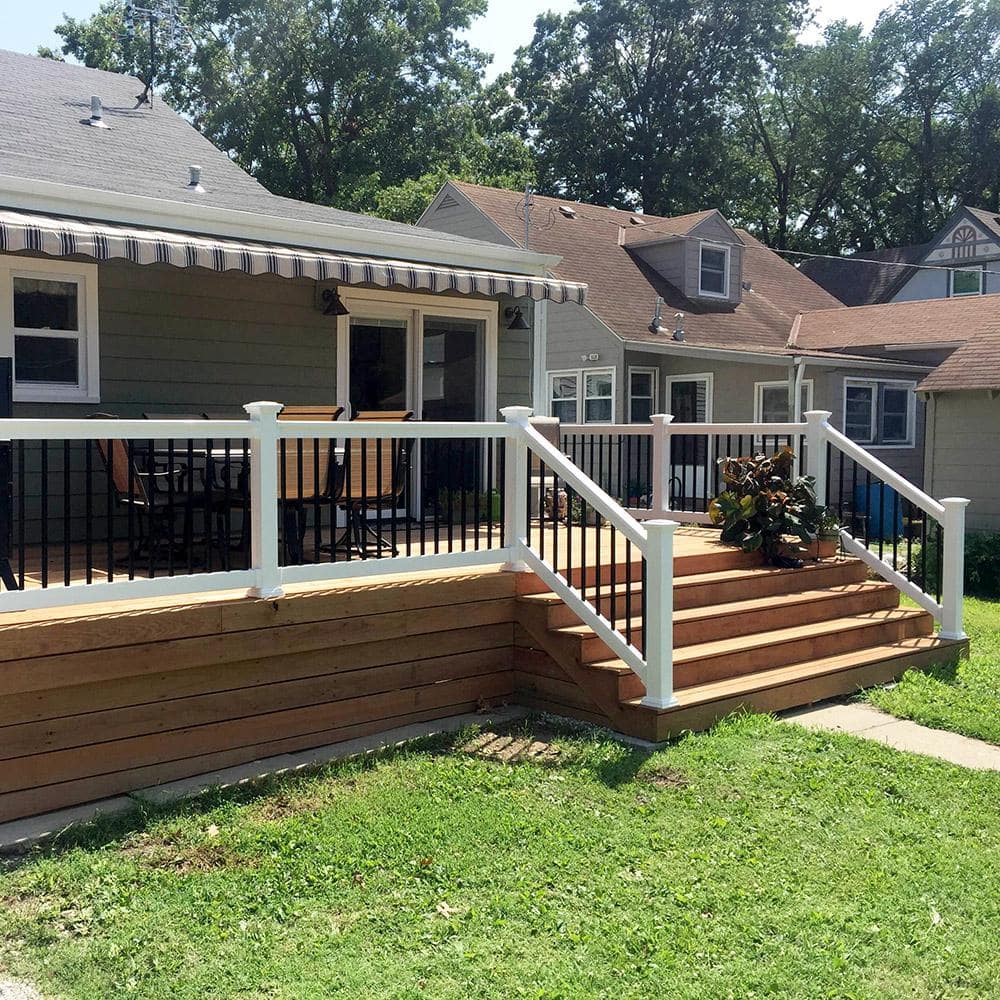 Weatherables Vilano 3 ft. x H 8 ft. W White Vinyl Stair Railing Kit
