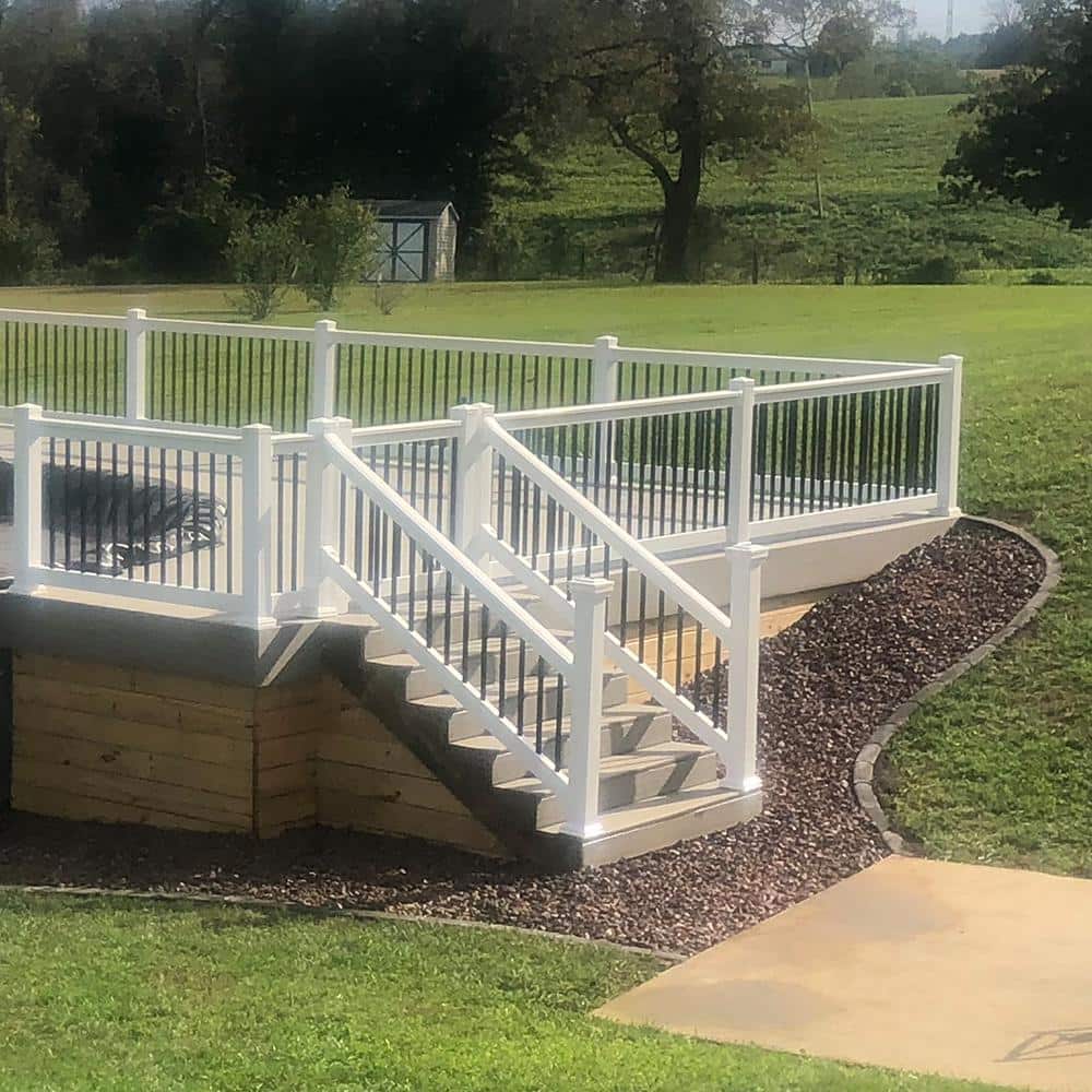 Weatherables Vilano 3 ft. x H 8 ft. W White Vinyl Stair Railing Kit