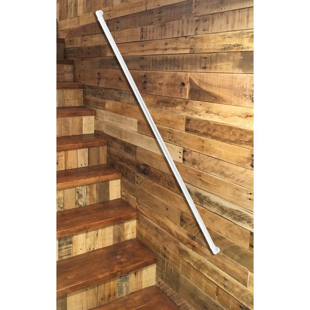 Weatherables 4 ft. L x 1.5 in. D Textured White Aluminum ADA Rail/Grab Bar Wall Return Kit