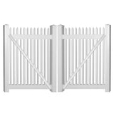 Weatherables Hartford 10 ft. W x 5 ft. H White Vinyl Picket Fence Double Gate Kit Includes Gate Hardware