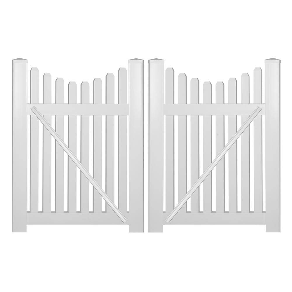 Weatherables Richmond 8 ft. W x 3 ft. H White Vinyl Picket Fence Double Gate