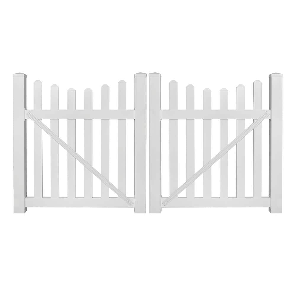 Weatherables Ellington White Vinyl Picket Fence Double Gate Kit