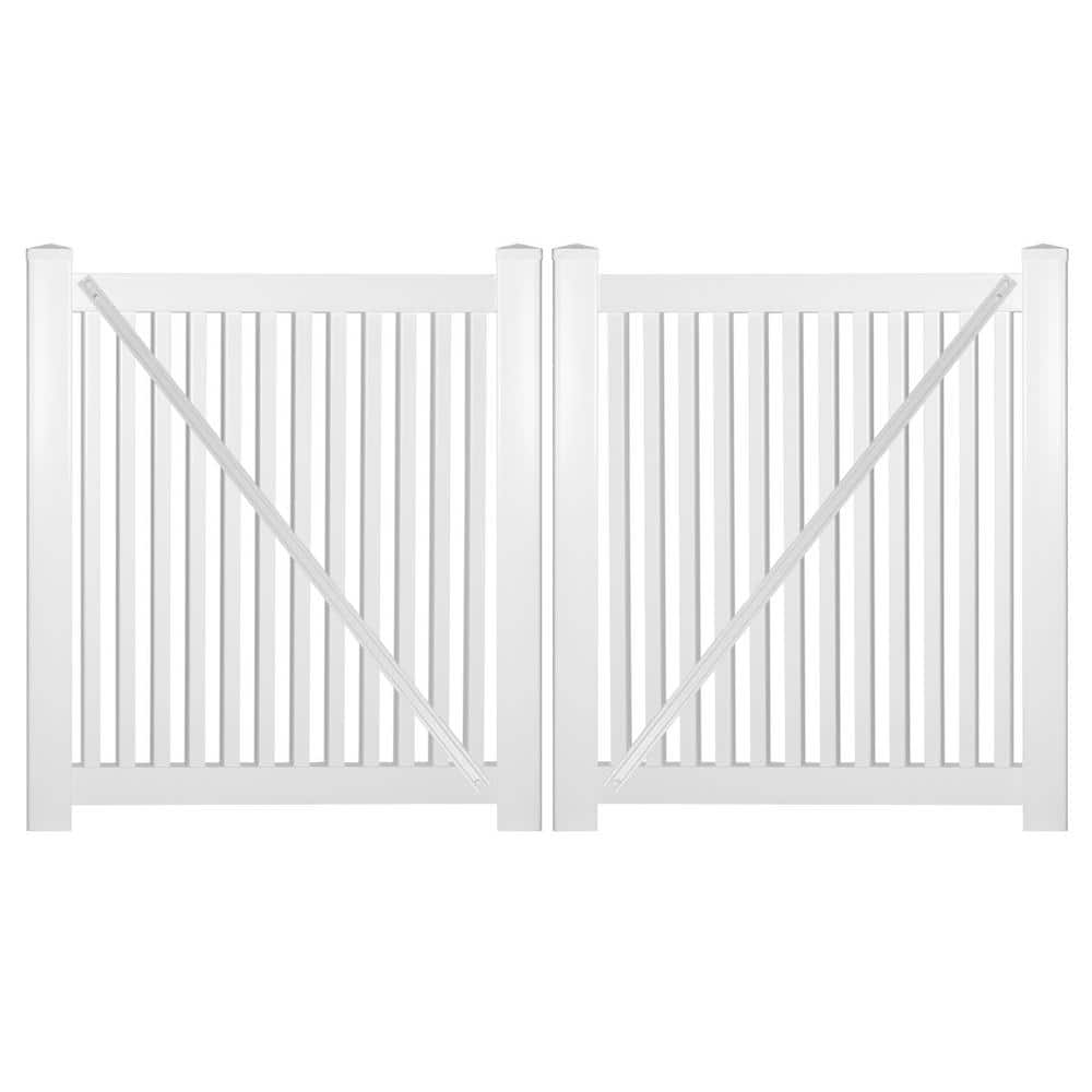 Weatherables Williamsport 10 ft. W x 4 ft. H White Vinyl Pool Fence Double Gate Kit Includes Gate Hardware