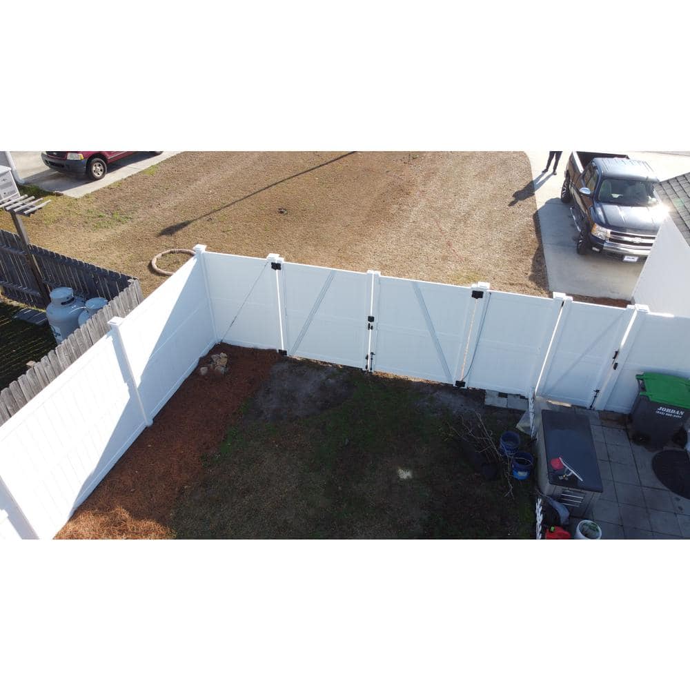 Weatherables Ashton 7.4 ft. W x 8 ft. H White Vinyl Privacy Fence Double Gate Kit
