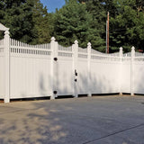 Weatherables Dora 10.8 ft. W x 7 ft. H White Vinyl Privacy Double Fence Gate Kit