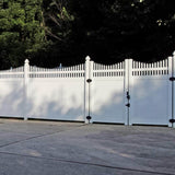Weatherables Dora 10.8 ft. W x 7 ft. H White Vinyl Privacy Double Fence Gate Kit