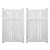 Weatherables Huntington 7.6 ft. x 6 ft. White Vinyl Semi-Privacy Double Fence Gate Kit