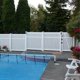 Weatherables Huntington 7.6 ft. x 6 ft. White Vinyl Semi-Privacy Double Fence Gate Kit