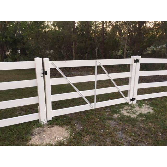 Weatherables 4 ft. W x 5 ft. H 4-Rail White Vinyl Fence Gate