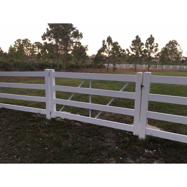 Weatherables 4 ft. W x 5 ft. H 4-Rail White Vinyl Fence Gate