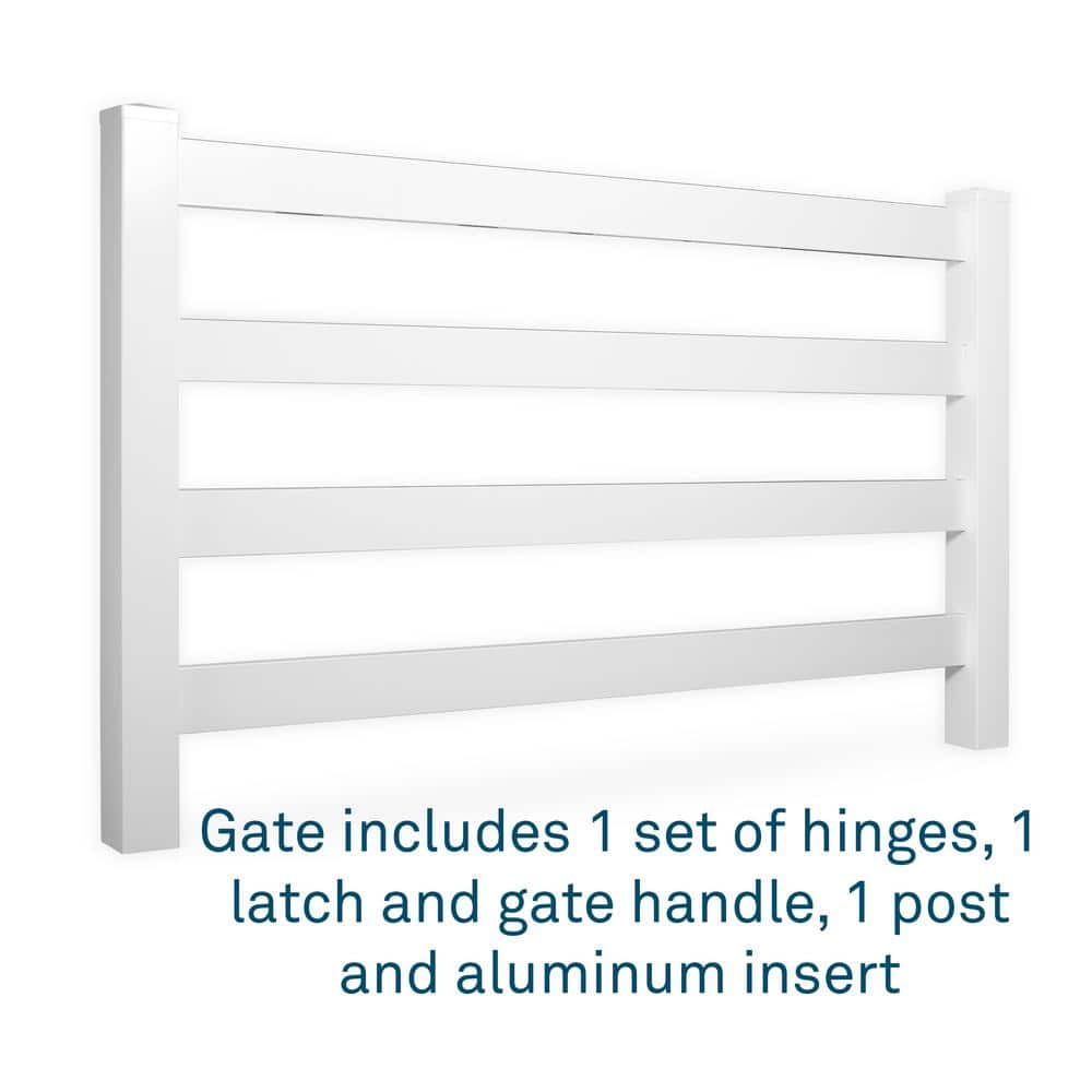 Weatherables 4 ft. W x 5 ft. H 4-Rail White Vinyl Fence Gate